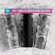 the tumbler card designs included are designed to look like marbles and sparkles