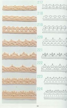 several different types of crochet laces are shown in this page, and one is