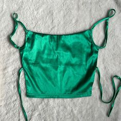 Never Worn, From A Boutique Green Satin Top For Summer, Green Satin Tops For Summer, Green Satin Summer Tops, Casual Green Satin Top, Crop Tank, Womens Tops, Tank Tops, Boutique, Green