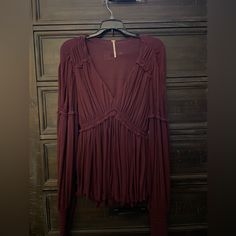 Free People Blouse. Never Worn. Brand New With Tags. Bohemian Tops For Fall Night Out, Boho Long Sleeve Top, Free People Velvet, Free People Blouse, Casual Tanks, Burgundy Top, Embroidery Top, Lace Cutout, Leopard Print Top