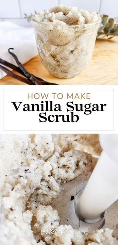 Instantly refresh and hydrate your skin with this DIY vanilla sugar scrub. This recipe requires only a few ingredients and is ready in a snap. Vanilla Bean Body Scrub, Icy Hot Diy, Vanilla Skincare Aesthetic, Tallow Sugar Scrub Recipe, Diy Body Armor Drink, Best Sugar Scrub Recipe, Diy Selfcare Products, Tallow Sugar Scrub, Holiday Sugar Scrubs