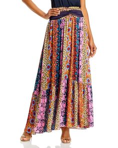 Ramy Brook Lilliana Skirt Women - Bloomingdale's Chic Multicolor Floral Print Maxi Skirt, Chic Multicolor Floral Maxi Skirt, Chic Multicolor Tiered Skirt Bottoms, Flowy Multicolor Tiered Maxi Skirt, Chic Multicolor Maxi Skirt, Multicolor Flared Maxi Skirt With Elastic Waistband, Multicolor Pleated Maxi Skirt For Vacation, Multicolor Relaxed Maxi Skirt, Chic Multicolor Tiered Skirt