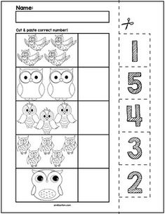 a printable worksheet with numbers and owls