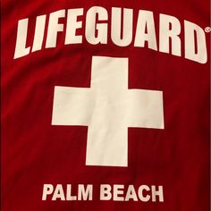 2xl Palm Beach Authentic Lifeguard Shirt Unisex Never Worn New Red Letter Print Top For The Beach, Lifeguard Shirt, Beach T Shirts, Palm Beach, Red And White, Colorful Shirts, Tee Shirts, Mens Shirts, Man Shop