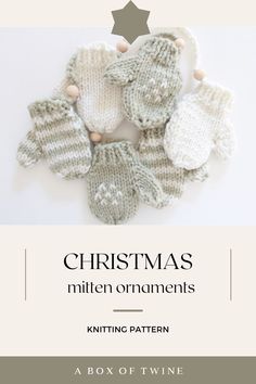 Christmas mitten ornament pattern Crochet Mini Mittens Ornaments, Free Knitting Patterns For Christmas Ornaments, Mini Mittens Knitting Pattern, Diy Knit Christmas Ornaments, Easy Knit Ornaments, Christmas Mittens Pattern, Knitting Ornaments Christmas, Knitting Patterns Free Christmas, Easy Knit Christmas Ornaments