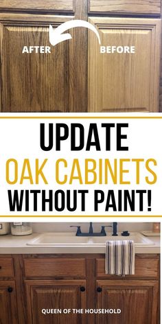 How to update oak cabinets without paint Update Oak Cabinets, Update Kitchen, Update Cabinets, Oak Cabinet