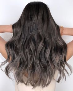 Fall Hair Color For Brunettes Ash, Cool Toned Brunette Hair With Ash Balayage, Ashy Hair Color Ash Brown, Mushroom Ash Brown Balayage On Dark Hair, Balayage For Ash Brown Hair, Short Mushroom Brown Hair, Mushroom Ash Brown Hair, Ashy Brown Hair Balayage Dark, Dark Mushroom Brown Hair