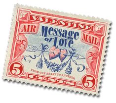 an old postage stamp with hearts on it