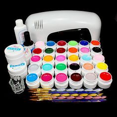 BTT-117    free shipping PRO 9W White UV Lamp 30 Colors Pure UV GEL Acrylic Brush Nail Art Kits Brush Nail Art, Acrylic Brushes, Nail Art Kit, Acrylic Nail Art, White Lamp, Uv Lamp