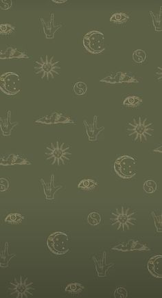 an image of a wallpaper with different types of stars and moon designs on it