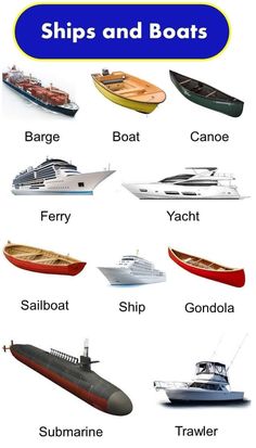 ships and boats are shown with the names in each one's language on them