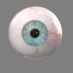 an eyeball with blue and pink marble on it