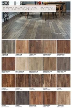 wood flooring samples in various colors and sizes, with the words restoration collection on them