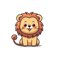 a cartoon lion sitting on the ground