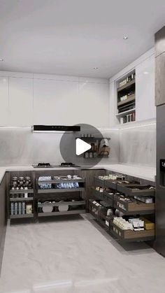 a large kitchen with lots of counter space