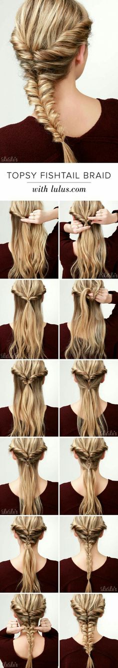 Cheat... Probably a good way to start then continue with a real fishtail Lazy Girl Hairstyles, Braided Crown Hairstyles, Diy Braids, Fishtail Braid, Cool Braid Hairstyles, Braid Tutorial, Braided Hairstyles For Wedding, Short Hairstyle, Crown Hairstyles