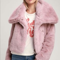 New Without Tags, Super Soft, Warm & Comfy. Woman Coat, Faux Fur Cropped Jacket, Fur Hoodie, Pink Faux Fur, Types Of Jackets, Mauve Pink, Pinterest Fashion, Fashion Group, Fur Fashion