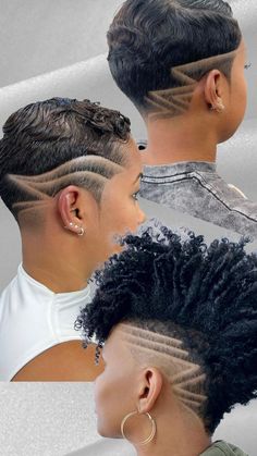 Shaved Side Natural Hairstyles, Shaved Sides Hairstyles For Black Women, Under Cut For Woman, Short Fade Haircut For Women, Shaved Natural Hair, Curly Hair Shaved Side, Shaved Curly Hair, Side Shave Design, Shaved Sides Hairstyles