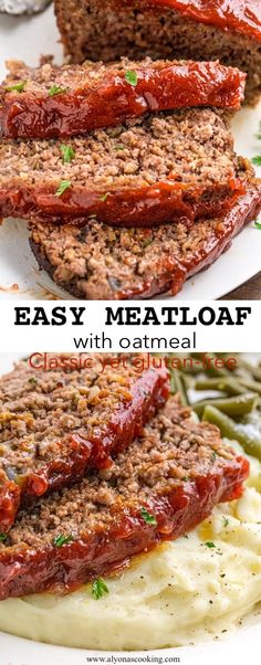 meatloaf with oatmeal and sauce on top