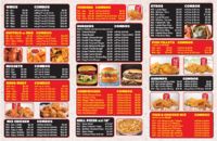 a menu with different types of food on it