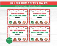 ugly christmas sweater awards printables