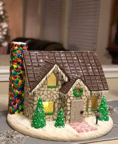 Gingerbread House Log Cabin Ideas, Christmas Gingerbread House Competition, Tiny Gingerbread House Ideas, Gingerbread House Ideas Log Cabin, Gingerbread Brick House, Gingerbread House Ideas Made Out Of Gram Crackers, Ginger Bread House Ideas Creative Easy, Fairytale Gingerbread House, Farm Gingerbread House Ideas