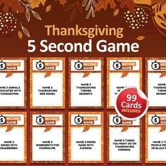 the thanksgiving 5 second game is available for $ 3 99 each card in this package