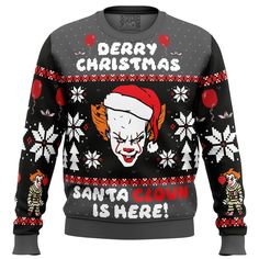 Derry Christmas Pennywise the Clown Ugly Christmas Sweater Perfect And Unique Gifts For Adults Kids On Christmas Pennywise The Clown, Anime Christmas, Fan Anime, Christmas Sweater Men, Ugly Sweater Party, Before Midnight, The Clown, Sweater Gift, Knit Sweatshirt