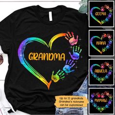 Customize: Mom or Grandma will feel so proud wearing this shirt made just for her or as Grandma gift. This shirt is everything you've dreamed of and more. This adorable shirt can be customized for anyone with any title. Perfect Gift: A great for Mom or Grandma the rest of the family and make ideal birthday, anniversary, Mother's Day,Happy 4th of July, Independence Day, Christmas, St Patrick's Day and Halloween presents. They're just as much fun to give as a gift than they. Great as Birthday gift Cheap Name Print Shirt For Gift, Casual Shirt With Name Print, Cheap Casual Shirt With Name Print, Casual Shirt With Name Print At Cheap Price, Heart Hand Print, Gifts For Nana, Harley Davidson Leather Jackets, Personalized Grandma, Nana Gifts