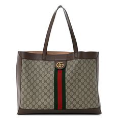 This is an authentic GUCCI GG Supreme Monogram Web Ophidia Tote in Brown. This tote is crafted of monogram canvas with brown leather trim. The bag features brown leather shoulder straps, green and red web, and aged gold hardware. This opens to a beige microfiber interior with a removable pouch. Red Web, Green And Red, Black Purses, Monogram Canvas, Leather Trim, Leather Trims, Gold Hardware, Shoulder Straps, Brown Leather