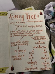 Worry Tree Using a “Worry Tree” to tackle worry and anxiety can transform your life and help you to remain in control. Journal Inspiration Writing, Bulletin Journal Ideas, Spiritual Journals, Self Care Bullet Journal, Writing Therapy, Vie Motivation, Journal Writing Prompts, Positive Self Affirmations