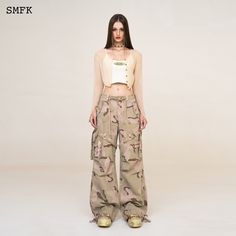 SMFK WildWorld Desert Camouflage Paratrooper Pants Size Chart ( in CM ) Waist Hip Length S 74 103 106 M 77 106 107 L 80 109 108 Material: 100% Cotton Military Style High Waist Parachute Pants In Khaki, Military Style High Waist Khaki Parachute Pants, Military Style Khaki Parachute Pants For Spring, Khaki Combat Cargo Pants, Khaki Full Length Combat Cargo Pants, Fall Combat Parachute Pants In Khaki, Military Style Camouflage Parachute Pants For Fall, Khaki Combat Parachute Pants For Fall, Khaki Wide Leg Combat Cargo Pants