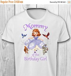 ON SALE 30% Sofia the First Mommy of the by CuteInvitation1 Rapunzel Party, First Birthday Shirt, Bubble Guppies Birthday, First Birthday Shirts, Princess Theme, The Good Dinosaur