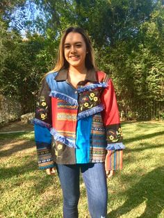 Embroidered coat, XL, blue, yellow, red, yellow, jacket Embroidered Coat, Blue Yellow Red, Womens Jackets, Yellow Jacket, Red Yellow, Blue Yellow, Jackets & Coats, Jackets For Women, Cuff