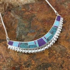 David Rosales Shalako Inlaid Sterling Silver Necklace Contemporary Southwest, Black Arrow, Tibetan Turquoise, Sterling Silver Rings Set, American Indian Jewelry, Southwest Jewelry, Handcrafted Necklace, Chain Pendant, American Indian