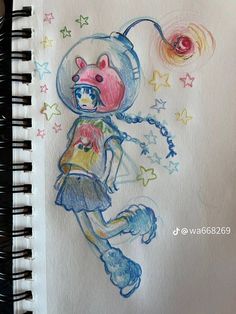 a drawing of a cartoon character with stars in the background