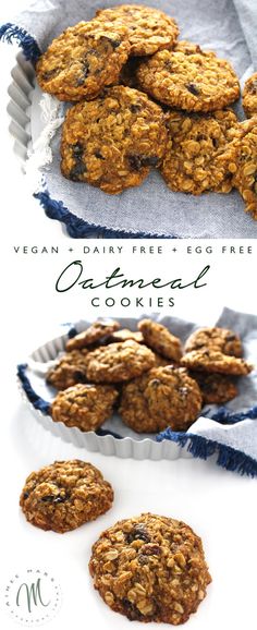 vegan, dairy free egg - free oatmeal cookies