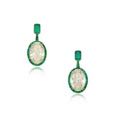 Pair of Diamond and Emerald Earrings | Fine Jewels | Jewelry | Sotheby's Emerald Earring, Jewelry Luxury, Diamond Earring, November 2, Emerald Earrings, Fine Jewels, Gold Jewelry Fashion, Cushion Cut