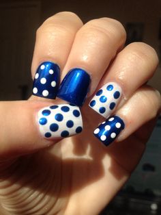 White Polka Dot Nails, Penguin Nails, Nail Art Designs Images, Confetti Nails, Poka Dot, Manicure Nail Designs, Fancy Nails Designs