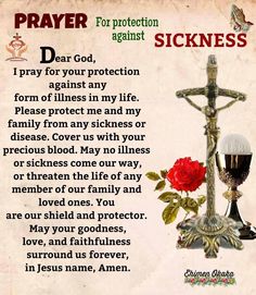 prayer for protection against sickness with crucifix and roses