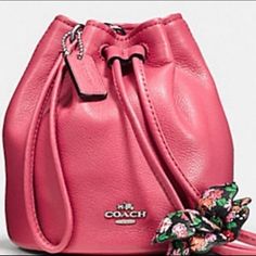 Brand New With Tags Coach Strawberry Pebbled Leather Petal Pouch. Note: This Is Not The Crossbody Version. Coach Style # F56581 Pebble Leather Drawstring Closure, Fabric Lining Wrist Strap Attached 5 1/4" (L) X 5 3/4" (H) Mfsrp $165 Coach Leather Bags As A Gift, Coach Bags Perfect As Gifts, Coach Bags Perfect For Gifts, Coach Bag For Gift, Coach Pouch Bag, Coach Strawberry, Drawstring Pouch, Wrist Strap, Pebbled Leather