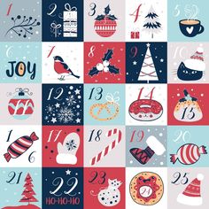 christmas cards with numbers and symbols on them