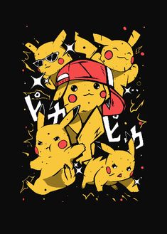 pikachu and other pokemon characters in the background