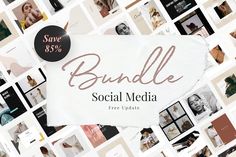 a bunch of social media photos with the words bundle on them in brown and white