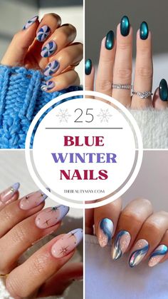 Get inspired with 25 stunning blue winter nails! From icy shades to festive accents, these winter nails blue designs are perfect for a chic, seasonal look. Perfect for your Christmas nails 2024! Blue And White New Years Nails, Gel Nail Snowflake Designs, Matte Blue Christmas Nails, Nail Design Winter 2024, Blue Sns Nails Colors, Holiday Nail Art Winter, Winter Flower Nail Designs, Blue Nail Christmas Design, Short Nail Designs Winter Holidays