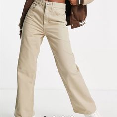 Asos Design Wide Leg Dad Pants In Taupe. Size 14. New Never Worn. Dad Pants, Asos Petite, Chino Trousers, Chino Pants, Chinos Pants, Pant Jumpsuit, Khaki Pants, Asos, Wide Leg