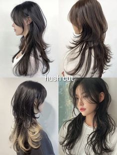 Korean Hershey Haircut, Flipped Out Layered Hair, White Tipped Hair, Hush Haircut Medium Length, Disconnected Layers Haircut, Straight Hush Cut, Hush Cut On Curly Hair, Hush Haircut Long Hair, Subtle Jellyfish Haircut