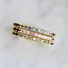 Eternity Diamond Band, Green Diamonds, Black Diamond Bands, Handmade Gold Ring, Sapphire Rings, Pink Gem, Ring Ideas, Ring Stacking