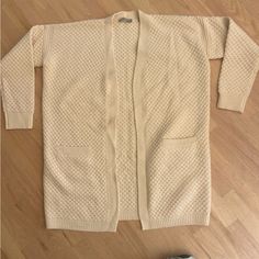 Gorgeous Well Made Sweater Perfect Used Condition Length About 36” Cream White, Front Open, Honeycomb, Cardigan Sweater, Sweater Cardigan, Sweaters & Cardigans, Sweaters For Women, Wool, Cream