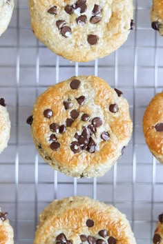 chocolate chip cookies cooling on a wire rack